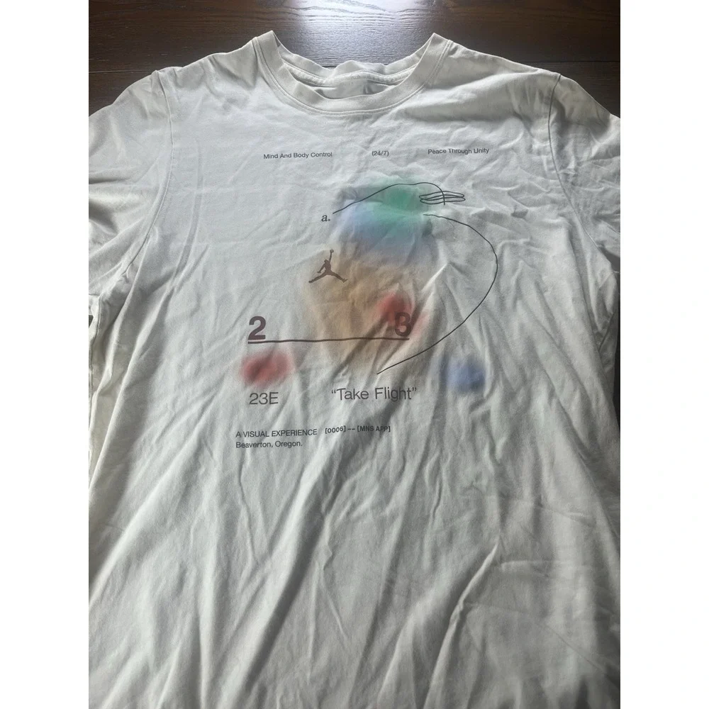 Nike Air Jordan Cream Men's Tshirt L DV8410-113 Spring '23 Loose Fit Crew Neck